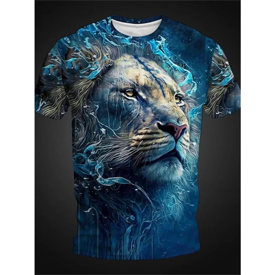 2024 Boutique Herr Vintage T-shirt Överdimensionerad 3D Tigertryck Kortärmad Topp Herrmode Rund Hals Sport Kortärmad 6XL