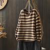 Contrasting Color Stripes Ulzzang Loose Autumn Versatile Knitted Women's Casual Pullovers