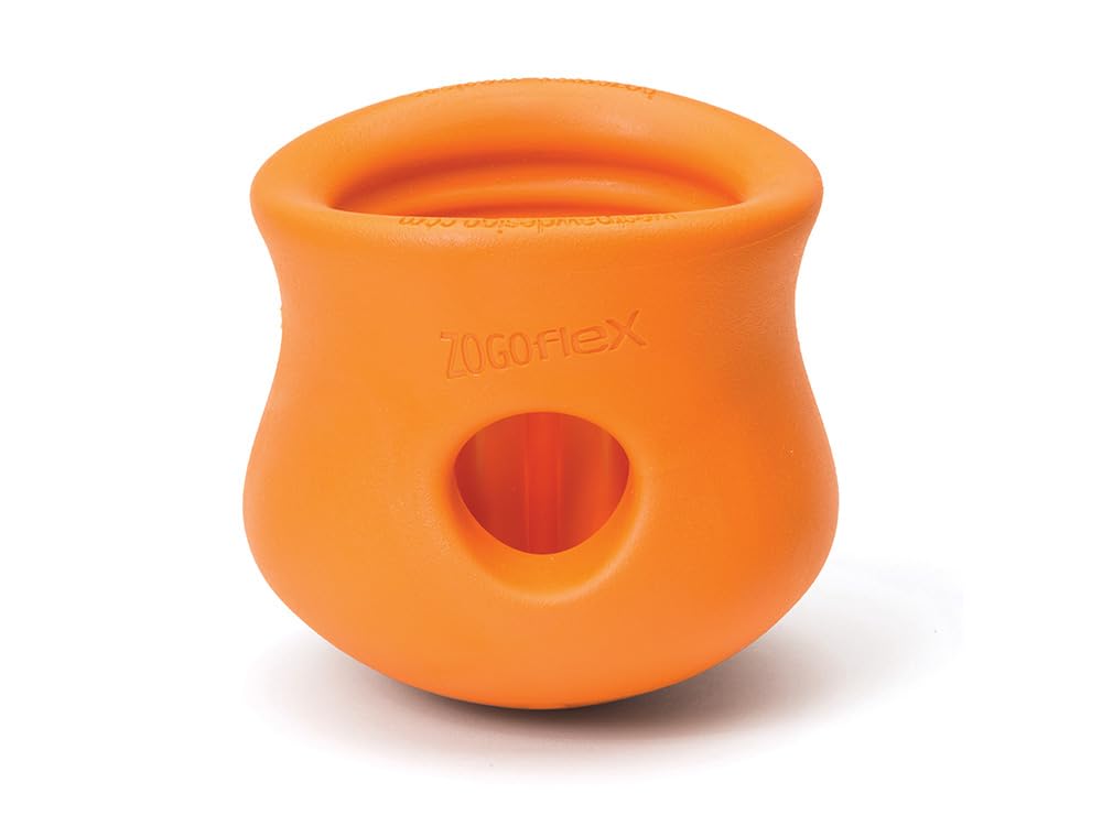 West Paw Zogoflex Tapple Hunde-Lernspielzeug mit Leckerli verhindert schnelles Fressen, langlebig und unzerbrechlich, Hunde-Spielzeughalter, Fressen, [Mandarine] (Orange) Klein]