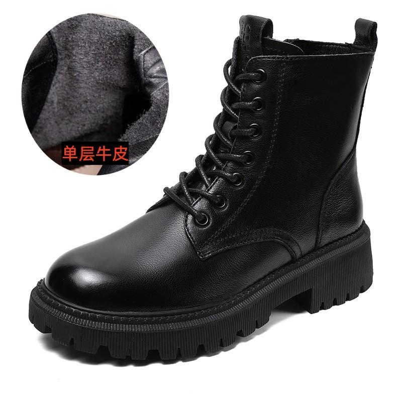2025 autumn and winter women's shoes new casual Martin boots first layer cowhide British style boots women's short boots
