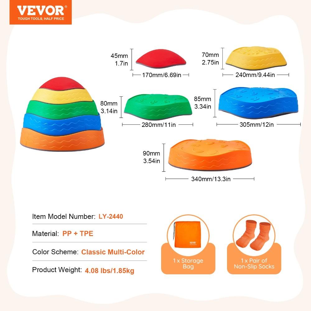 VEVOR 5PCS Balance Stepping Stones Montessori Children Toys Sensory Training Tactile Sensing for Kids Party Social Games