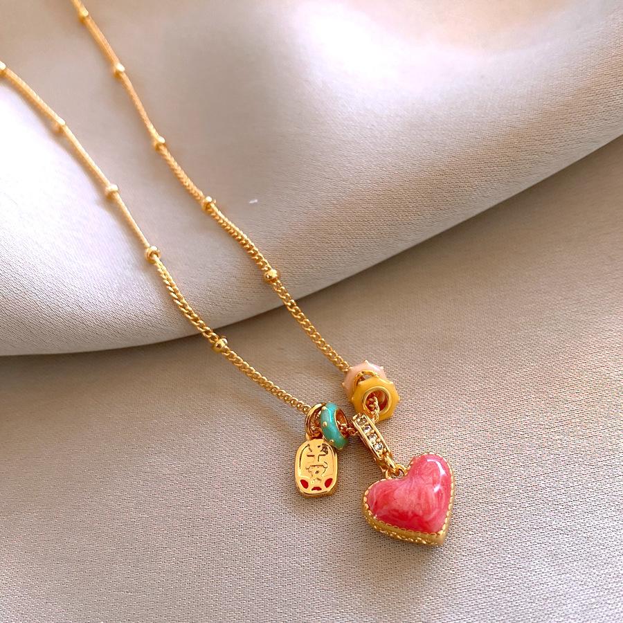 

Korean simple style zircon fritillary love pendant necklace women s sweater chain necklace