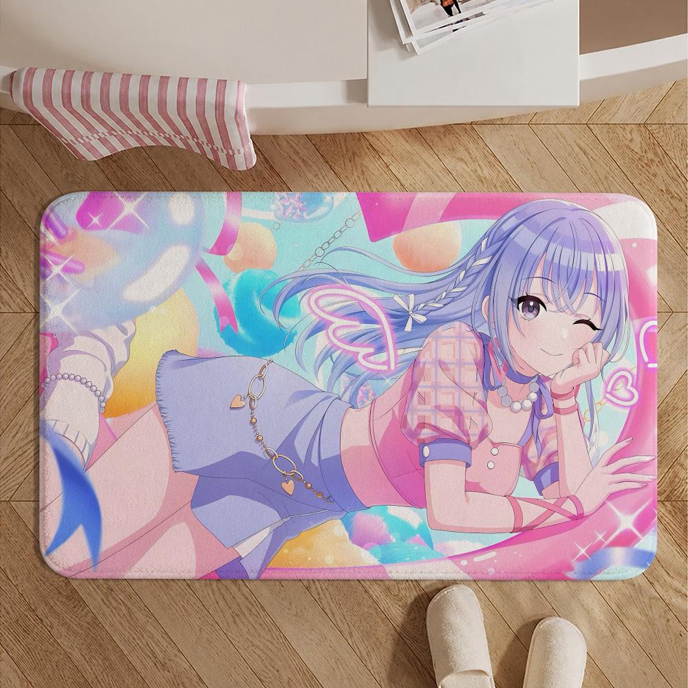 Game-THE IDOLM@STERS Floor Mat Soft Non-Slip Bath Mat, Bedside Carpet, Absorbent Doormat for Home