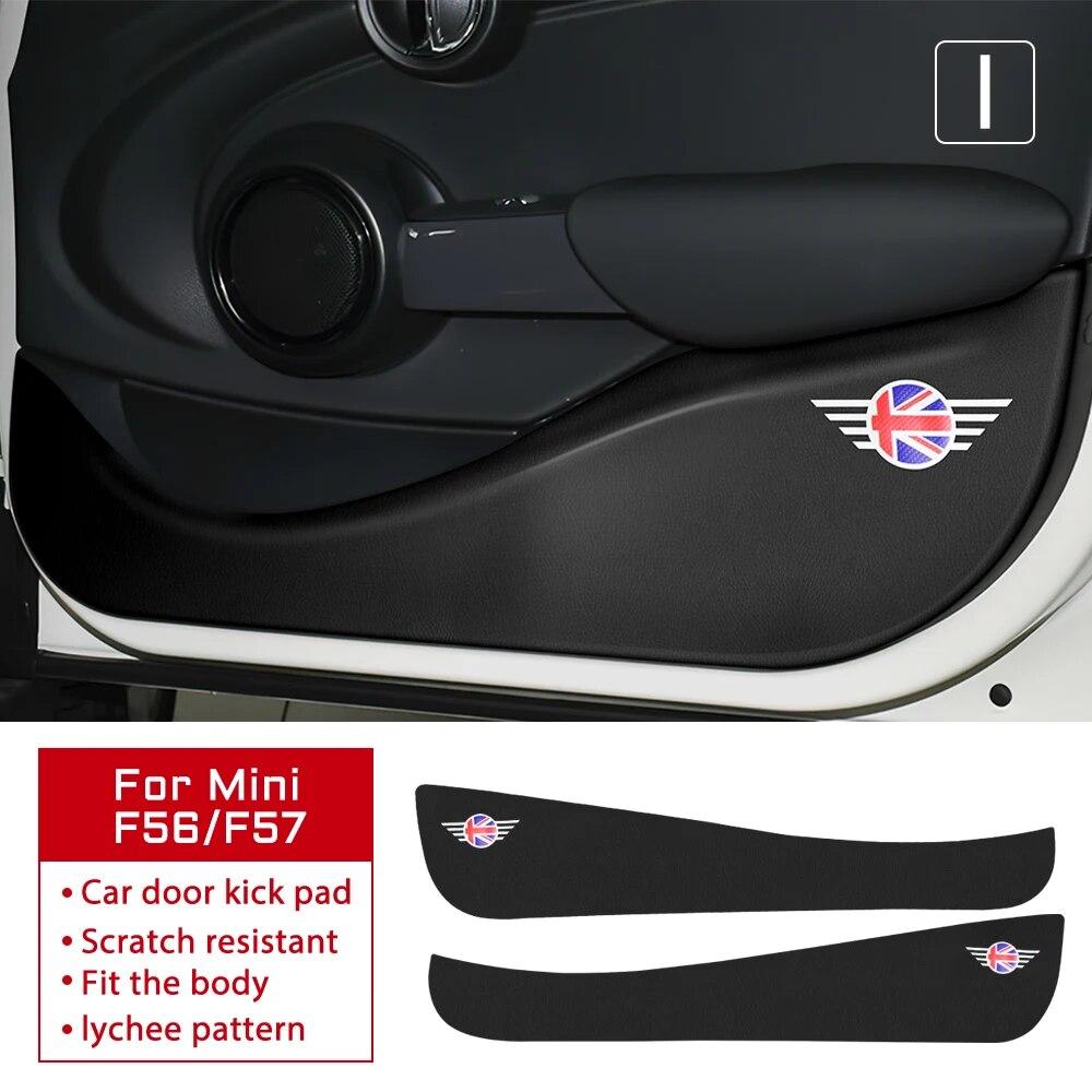Leather Carbon Fiber Texture Protection Sticker Car Door Anti Kick Pad For BMW Mini Cooper S F54 F55 F56 F60 R56 R60 Countryman