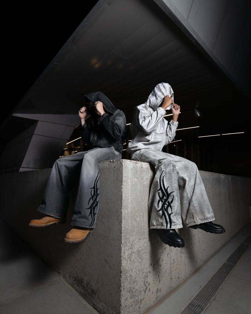 Unisex Street Goth Vintage Y2k Kalhoty Módní Hip Hop Džíny Muži Ženy Street Široké Kalhoty Volné Americké Ležérní Džíny
