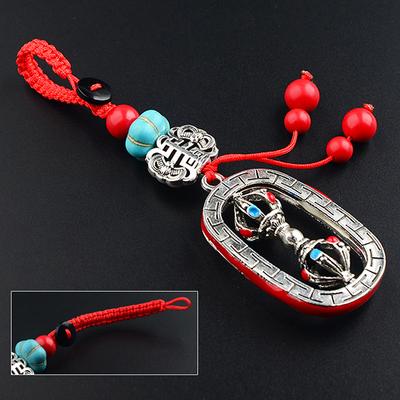 Tibetan Six-Character Mantra Prayer Wheel Pendant Keychain Buddhist Jewelry