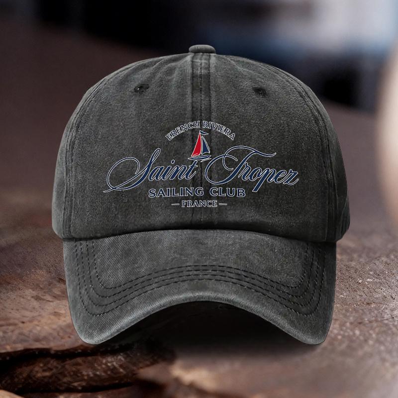 Cappello regolabile stampato del Saint Tropez Sailing Club per PC, unisex, stile sportivo da esterno, regalo ideale per vacanze al mare, appassionati di vela