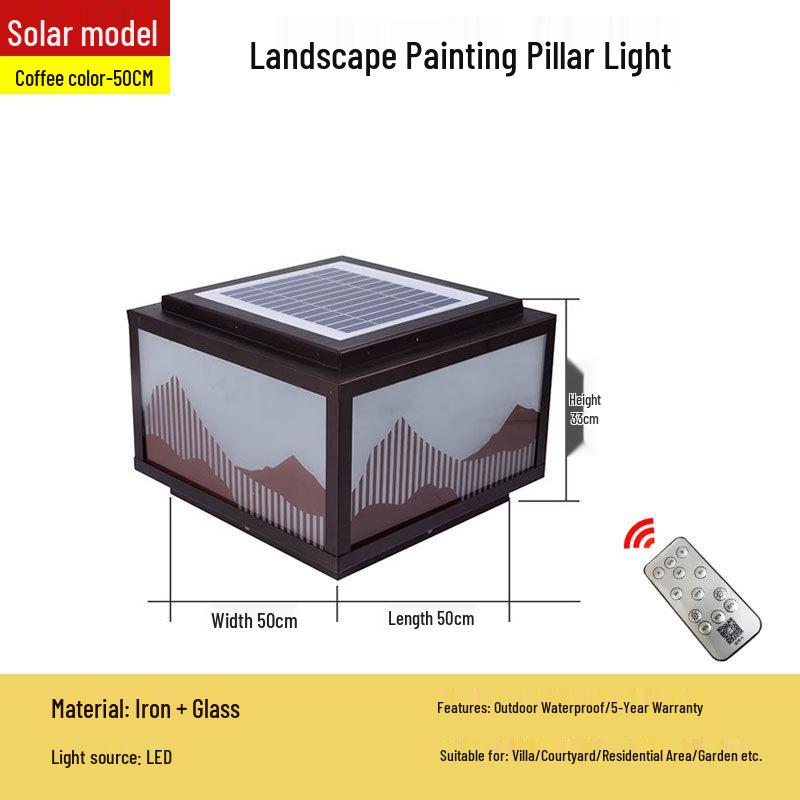 Modern Solar LED Pillar Light for Garden, Courtyard, or Hotel