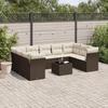 VidaXL Garden Lounge Set with Cushions 10 Pcs, Patio Sofas, Patio Furniture Set, Outdoor Furniture, Brown 3249982