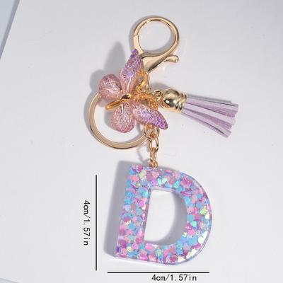 Butterfly Letter Keychain Pendant Key Chain, Girls Accessories, School Bag Pendant