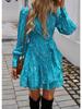 Diyun 2024 Autumn/Winter Elegant V-Neck Printed Women's A-Line Dress