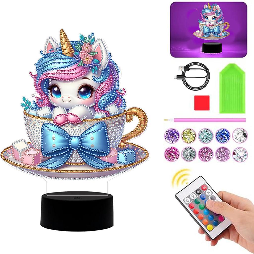 DIY Unicorn Diamond Art Painting Lamp Diamond Painting Bedside Lamp Arts Crafts Home Decoration for Bedroom Decor Gifts