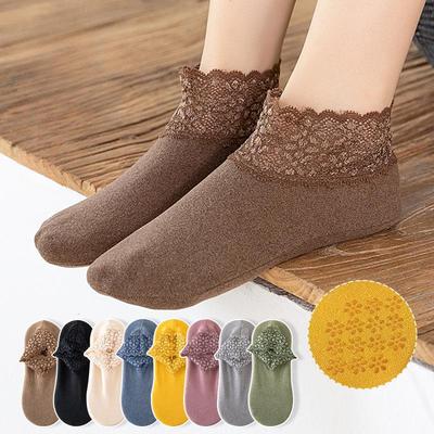 Women's Autumn and Winter Warm Socks Lace Ankle Socks Non-slip Floor Socks