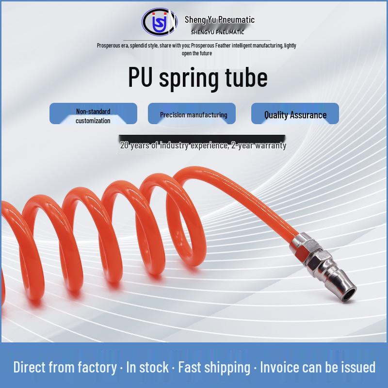 PU High-Pressure Telescopic Spiral Air Hose for Compressor, 8x5mm, 12x8mm