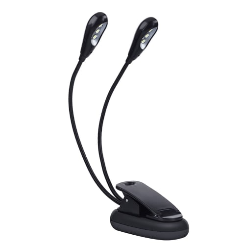 Compact, High-Brightness Clip-on Reading Light with Two Lights, Energy-Saving, Flexible, for Musicians, Performers, Readers, and Students (6 Lights)