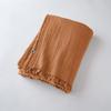 "Gaia" Fringed Throw, All Sizes, "Cotton Gauze" Butterfly Effect - Gaia Apricot - 180 X 220 Cm