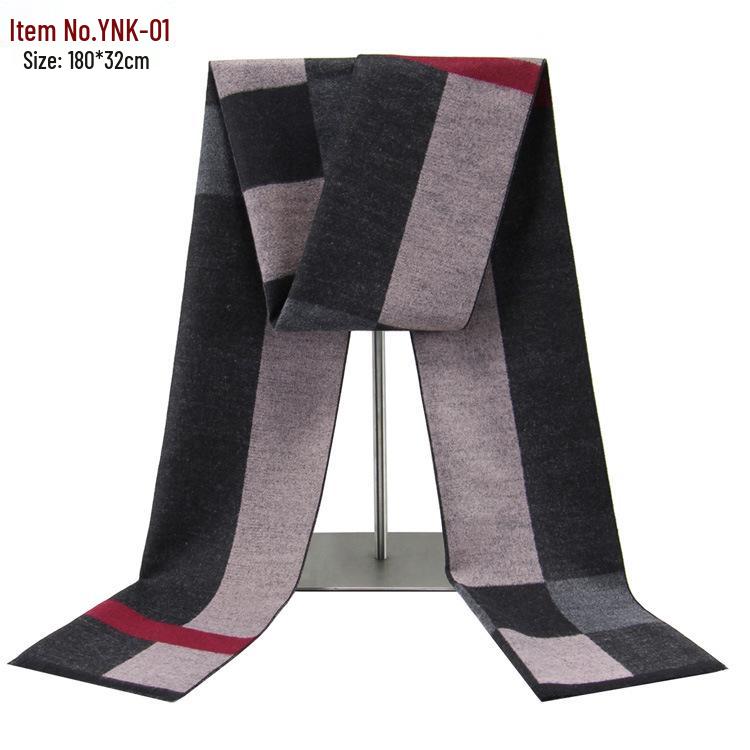 2026 Men's Winter Warm Plaid Scarf - European & American Style, Imitation Cashmere, Long Scarf