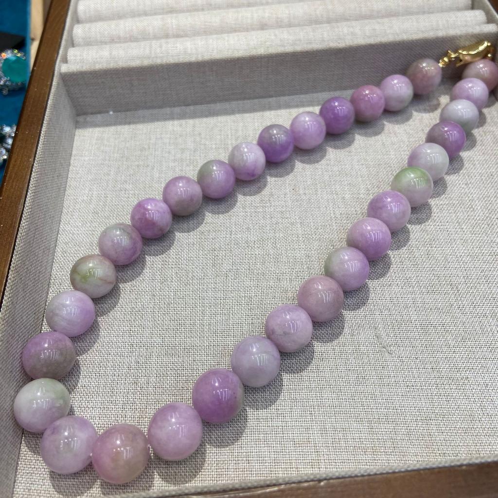 14Mm Natural Stone Necklace, White Optimized Lilac Jade Lithium Hui Female Versatile Fashion Item