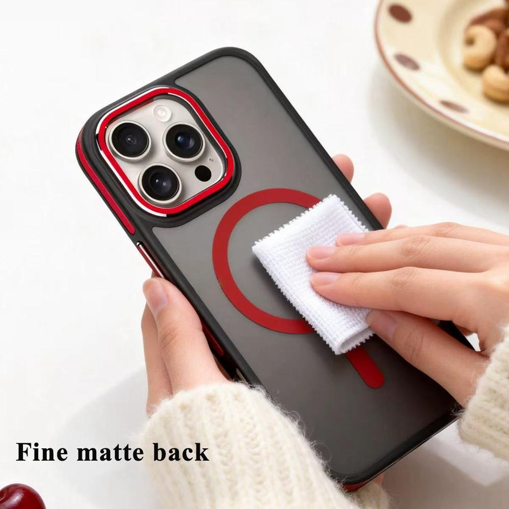 KEYSION Shockproof Magnetic Case for iPhone 15 16 Pro Max 15 Plus 16e Matte Translucent PC+TPU Color Blocking Phone Cover