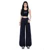 Spring Summer Unique Full Star Rhinestone High Waist Relaxed Floor Wide Leg Denim Pants For Women Casual Pants Oversize Denim Trousers