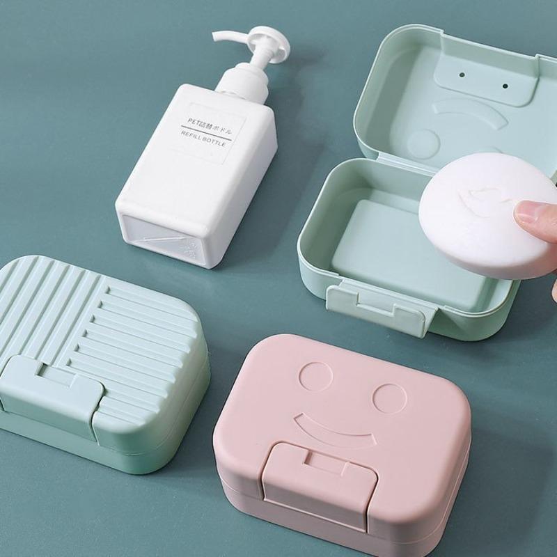1pc Soap Box with Lid Travel Reusable Dish Holder Organizer Container Soap Case Bathroom Accessories Outdoor Soap Storage Box