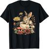 Rabbit Floral Bunny Cottagecore Aesthetic Tea Cup T-Shirt