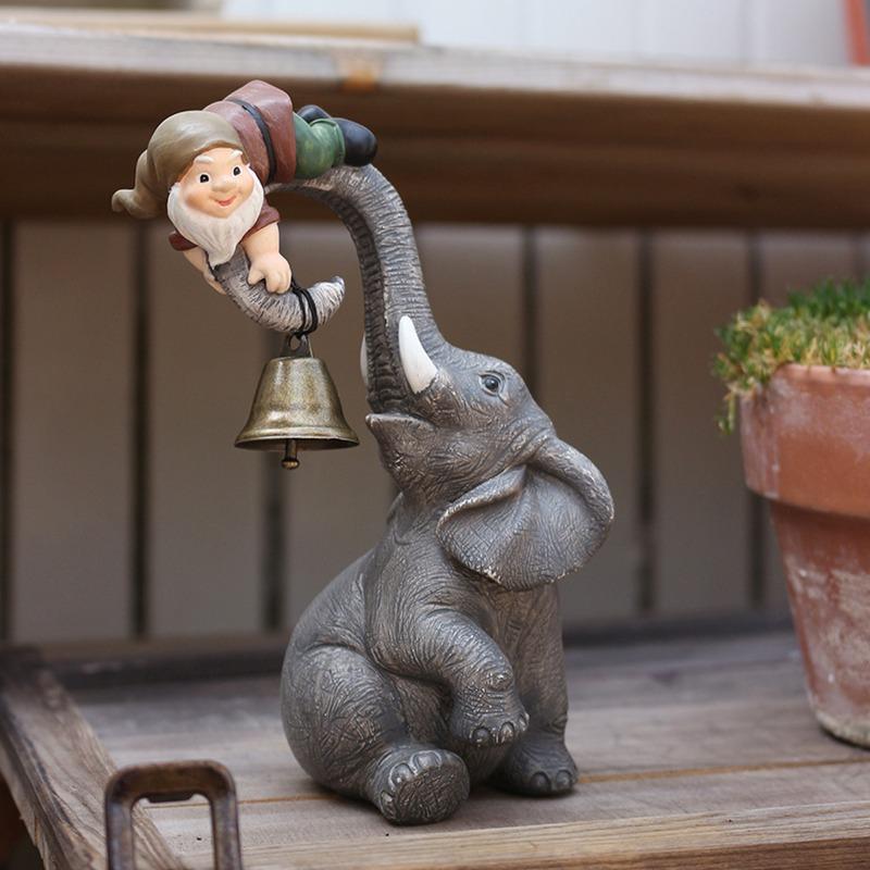 Bell Spirit Elephant Ornaments, Resin Outdoor Animal Statues, Villa Garden Balcony Craft Decorations