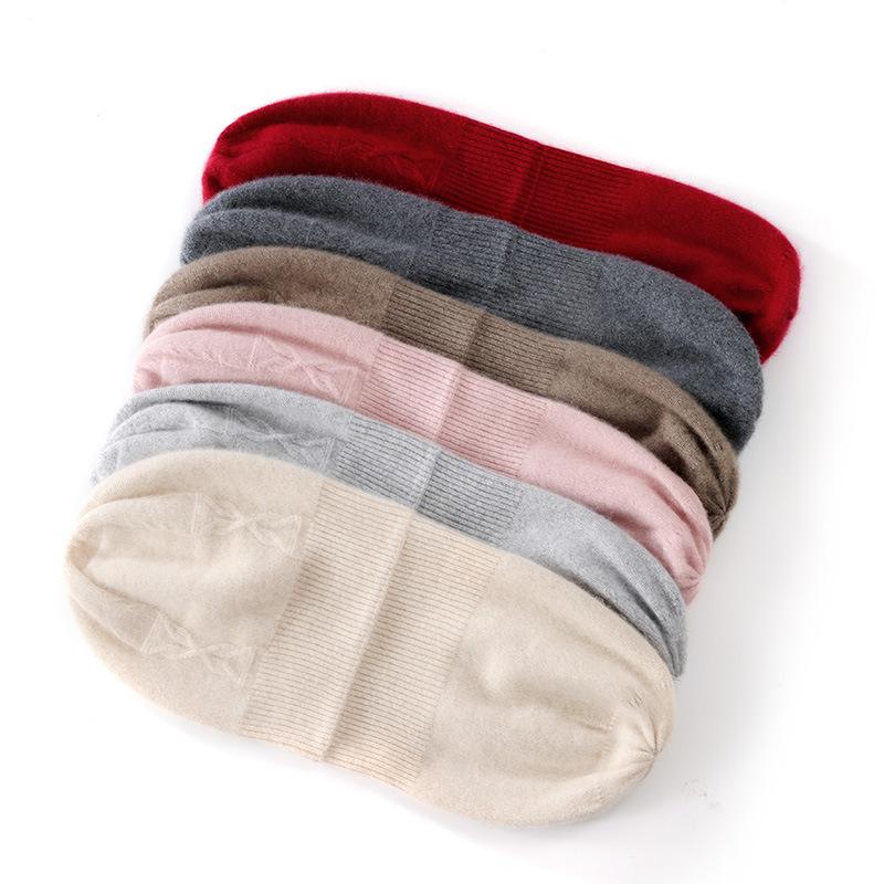 Double-layer Thickened Hat% Pure Cashmere Hat Unisex Twisted Knitted Warm Cashmere Hat