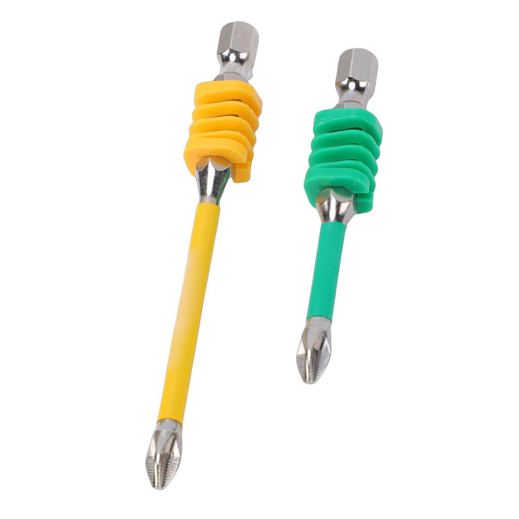 2Pcs Spring Loaded PH Screw Driver Bits Non Slip Magnet Tip 1Celsius4in Hex Shank Proof Steel for Electricians Power Drill Hand Tools 65mm 9