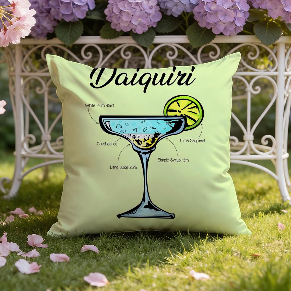 D-Daiquiri Cocktail Cushion Cover Home & Car Dual-Scene Pillow Cover: Reversible for Premium Comfort