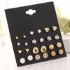 12 Pair/Set Imitation Pearl Heart Love Crown Triangle Stud Earring Lady Jewelry