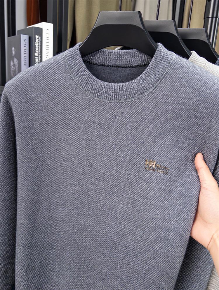 Men's Winter Thickened Mink Wool & Velvet Knit Sweater - Warm, Casual Fashion Pullover for Middle-Aged Men