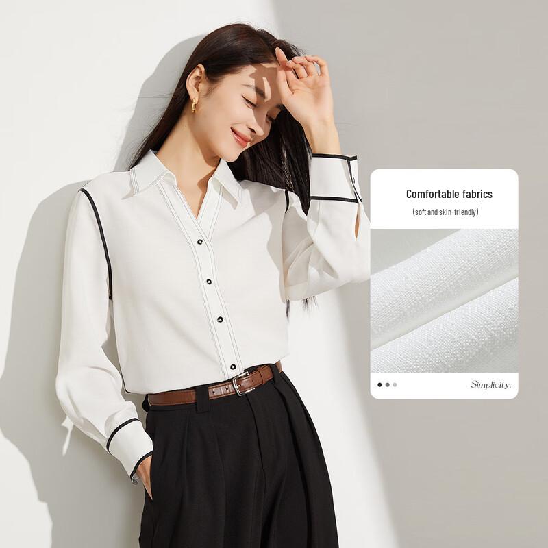 Women s V-Neck Colorblock Long-Sleeve Blouse S