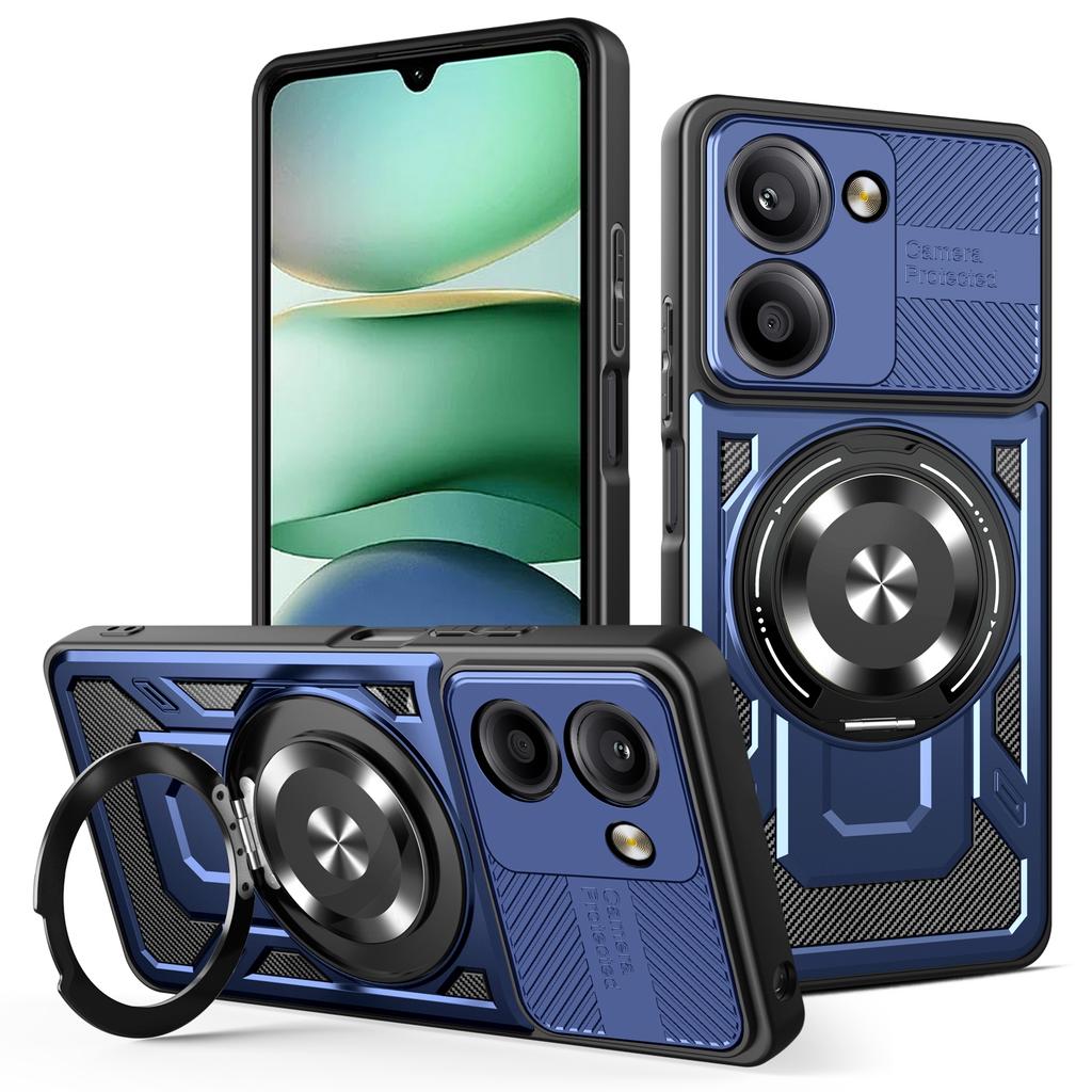 For Xiaomi Redmi A5 4G (171.7mm)/Poco C71 4G Magnetic Case Rotating Kickstand TPU+PC Phone Cover
