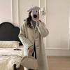 New double-sided wool coat, long big pocket horn wood buckle doll collar, thickened long wool cashmere coat.