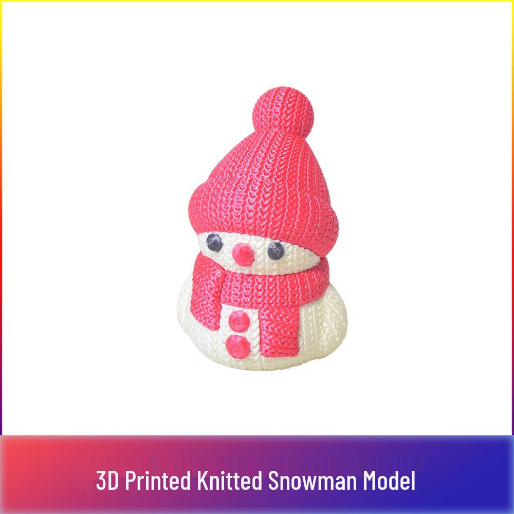 LINK CNC 3D Printed Knitted Silk PLA Snowman with Glue Stick PLA Silk (White & Red) 1 piece