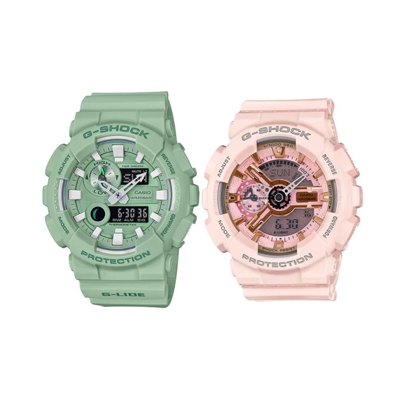 CASIO Summer Macaron Matcha Pair Watch Quartz Resin Strap Unisex Green Dial GAX-100CSB-3A+GMA-S110MP-4A1PR