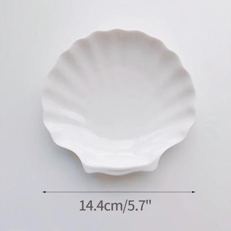 Jewelry Storage Trays Shell Plate Storage Trays Pure White Ceramic Teaware Tray Fruit Sweet Display Cake Dessert Dish Design