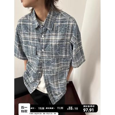 Summer New Casual Five Quarter Sleeved Shirt Oversized Loose Couple Five Quarter Sleeved Short Sleeved Shirt For Men And Women