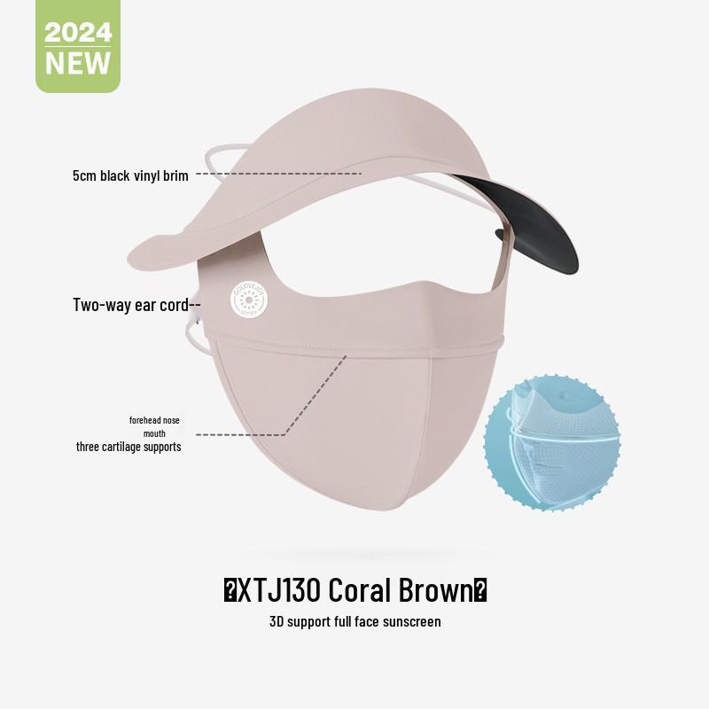 Women's Full Face Black Sunscreen Mask - Anti-Smudge, Three-Dimensional Ice Silk with Glue Brim