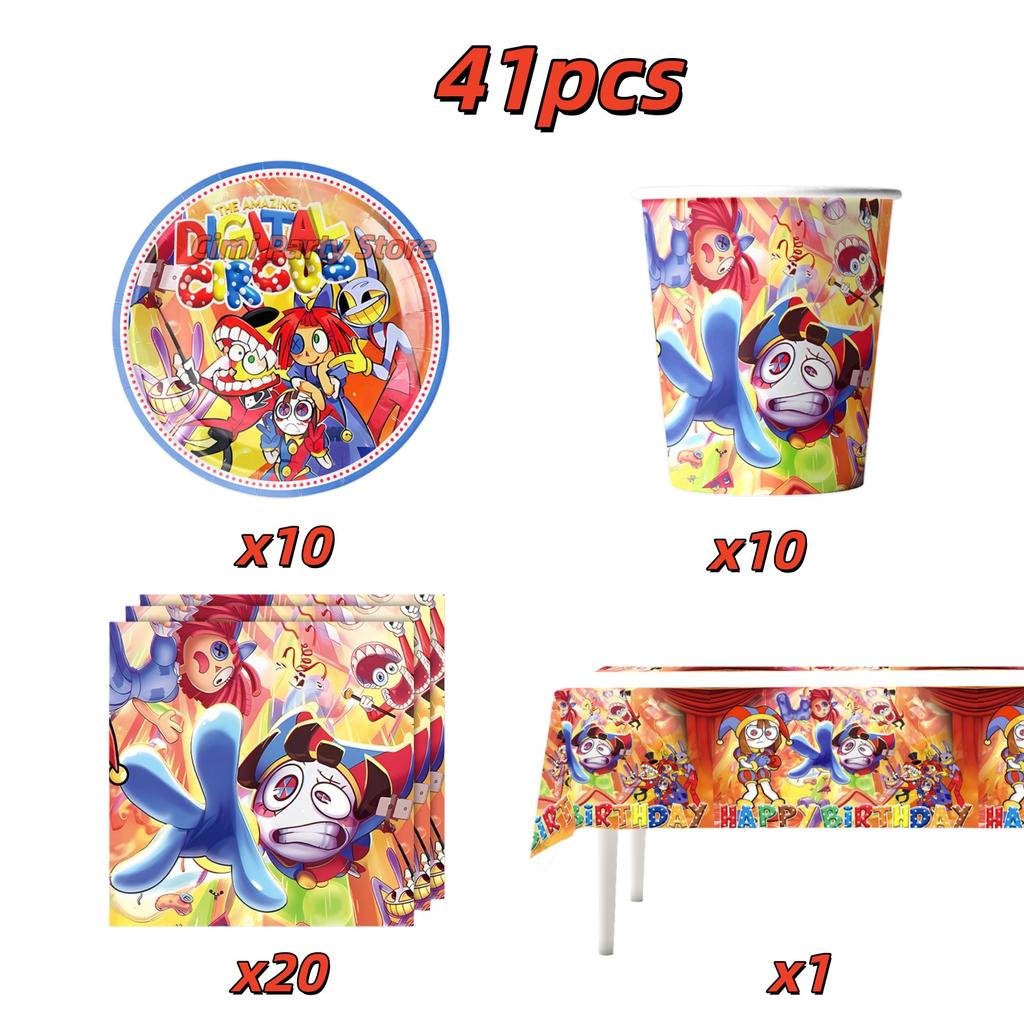 Amazing Tableware Birthday Party Decoration Digitaled Circus Balloon Banner Cake Topper Party Supplies Baby Shower Decor Gifts