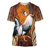 Mens Casual Round Neck Short Sleeve T-Shirt With 3D Animal Print Breathable Mesh Fabric Slim Fit