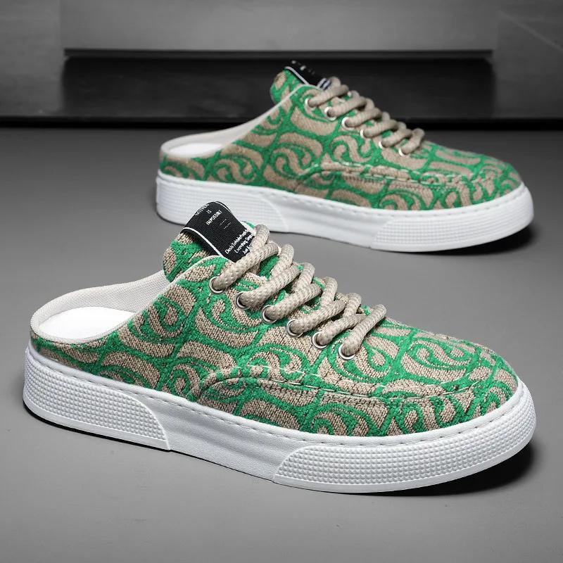 Fashion Men Half Slippers Outdoor Men's Slippers Summer Loafers Non-slip Male Casual Shoes Lightweight Flats New Men's Sneakers Tenis