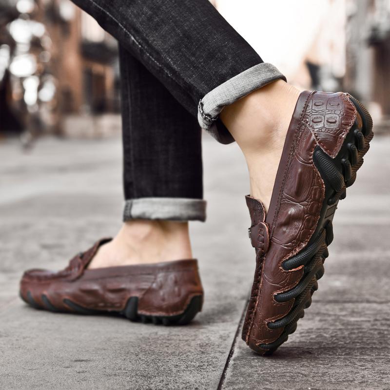 Mens Casual Flats  Crocodile Pattern Loafers Moccasins Slip On Breathable Footwear Male Driving Soft Shoes Leisure Walk Non-Slip
