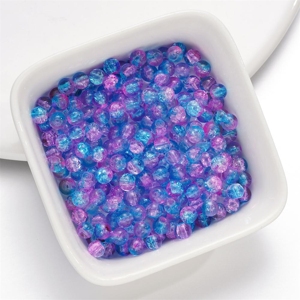 

A string 4mm Double Color Round Cracking Glass Beads Necklace Loose Beads For DIY Jewelry Making Bracelet Handmade Accessories