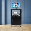 Steel Large AV Cart with Extra Storage - Adjustable Height Cart with Locking Cabinet, Pullout Tray, Power Strip,Easy To Assemble