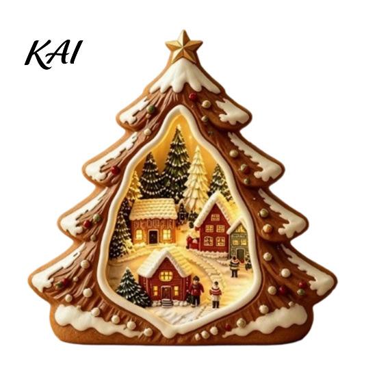 Retro Style Holiday Table Accents Christmas Wooden Tabletop Decor with Warm LED Lights, 2D Printed Snow Village Scene Charming Winter Keepsakes
