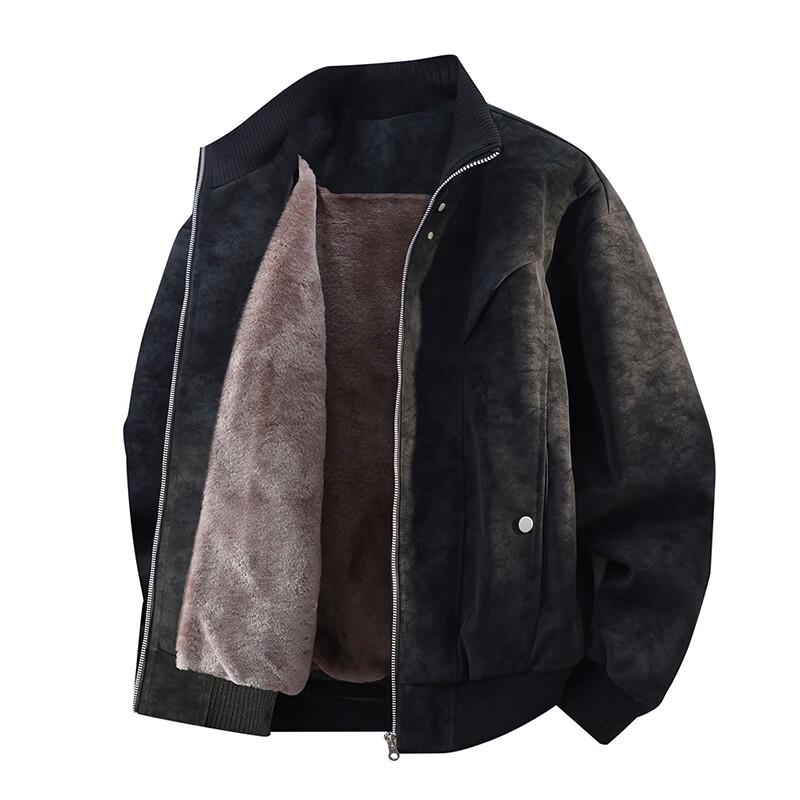 ROMON Men's Fleece-Lined Casual Flight Jacket