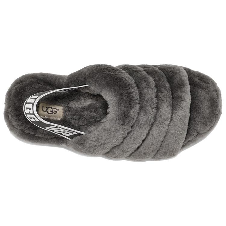 New UGG Fluff Yeah Slide Charcoal Women's 1095119-CHRC
