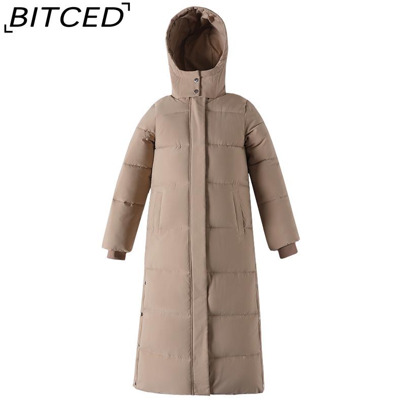 BITCED Winter Cotton Coat for Women - Extended Length, Knee-Length, Slim Fit, Bestie Style, Warm and Thickened Mid-Length Quilted Jacket